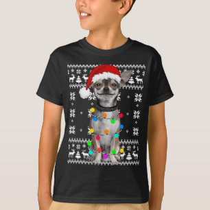 Chihuahua Dog verlicht de lelijke zure puppy Santa T-shirt