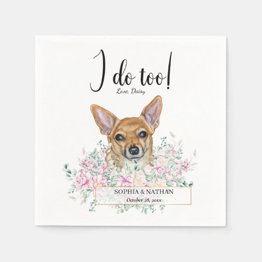 Chihuahua Dog Wedding Cocktail Napkins Servet (Voorkant)