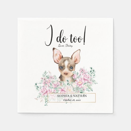 Chihuahua Dog Wedding Cocktail Napkins Servet (Voorkant)