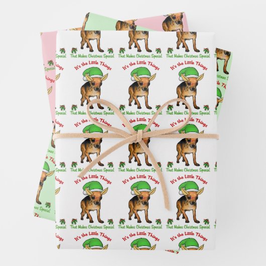 Chihuahua Elf Kerstmis Inpakpapier Vel (In situ)