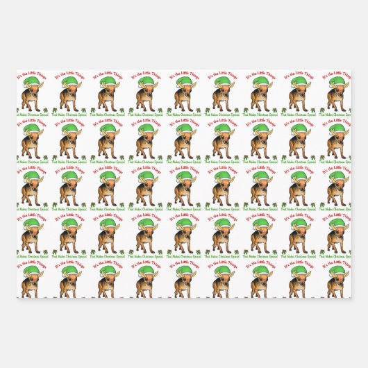 Chihuahua Elf Kerstmis Inpakpapier Vel (Voorkant)