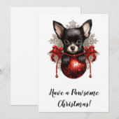Chihuahua en Kerstbal Kerstkaart (Voorkant / Achterkant)