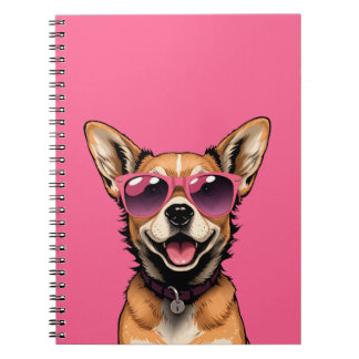 Chihuahua en lunettes de soleil Carnet - Rose