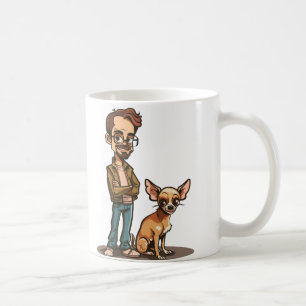 Chihuahua en man in jas Cartoon mok