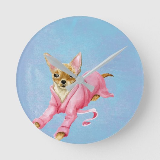 Chihuahua en peignoir horloge murale de chien (Recto)