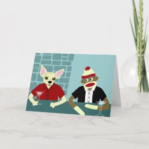 Chihuahua en Sock Monkey Kaart
