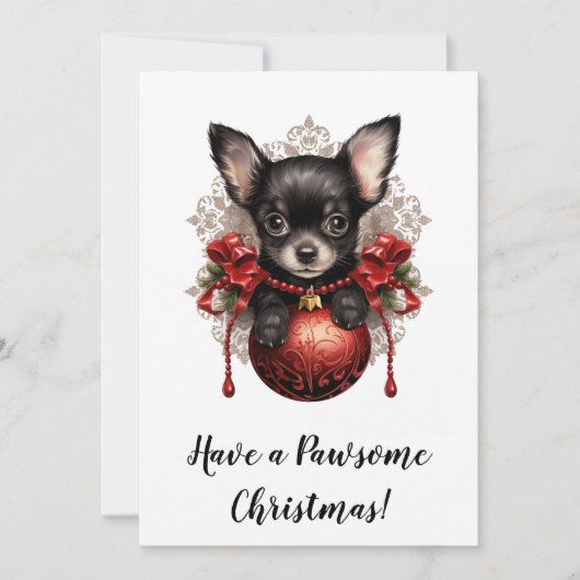 Chihuahua et la carte de Noël Bauble (Devant)