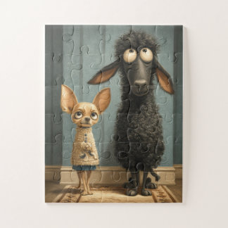 Chihuahua et mouton noir - Puzzle amusant