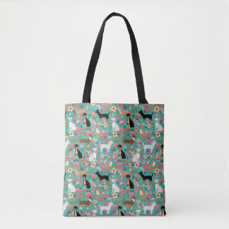 Chihuahua Florals Canvas tas - chihuahua bloemen