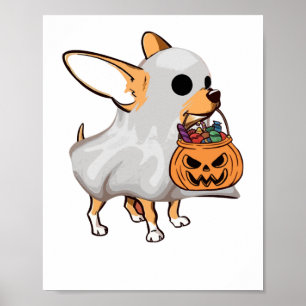 Chihuahua Geest Pompoen Halloween T-shirt Poster