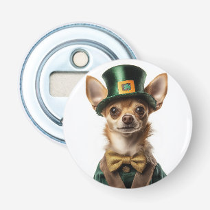 Chihuahua gekleed Leprechaun St. Patrick's Day Button Flesopener