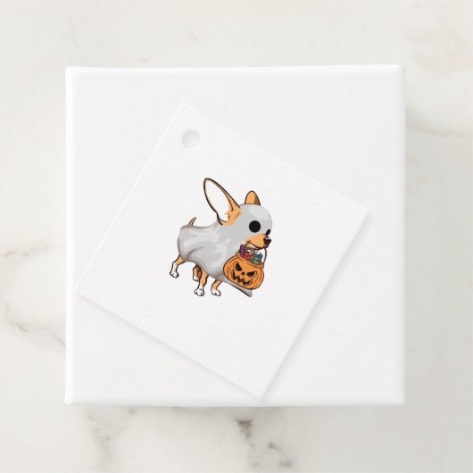 Chihuahua Ghost Pumpkin Halloween Shirt Bedankjes Labels (In situ)