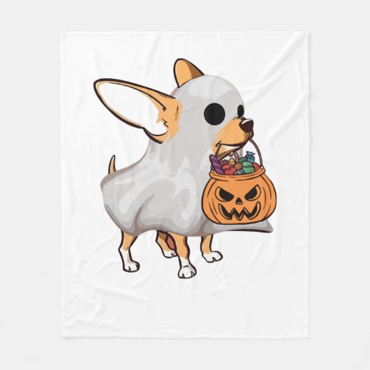 Chihuahua Ghost Pumpkin Halloween Shirt Fleece Deken (Voorkant)