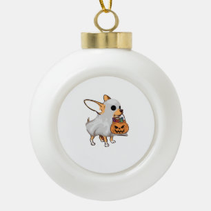 Chihuahua Ghost Pumpkin Halloween Shirt Keramische Bal Ornament