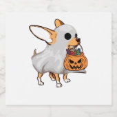 Chihuahua Ghost Pumpkin Halloween Shirt Sparkling Wijnetiket (Enkel label)