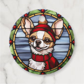Chihuahua Glas in lood Kerst Bedankjes Labels (Voorkant)