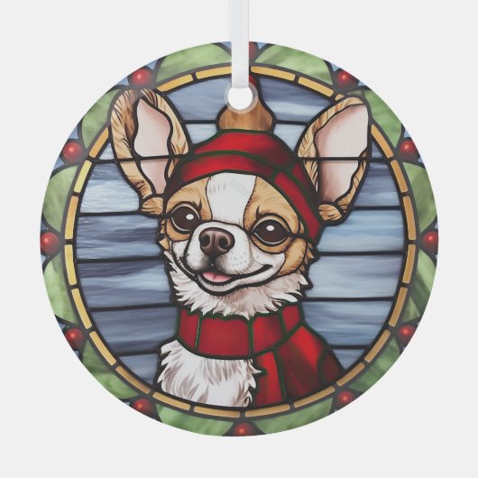 Chihuahua Glas in lood Kerst Glas Ornament (Voorkant)