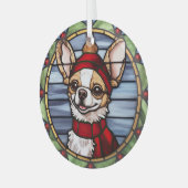 Chihuahua Glas in lood Kerst Glas Ornament (Voorkant links)