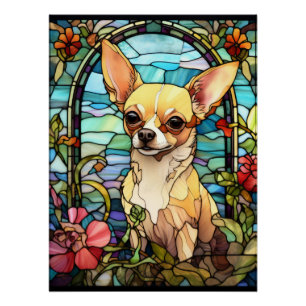 Chihuahua Glas in lood raamontwerp Perfect Poster