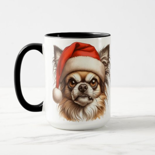 Chihuahua Grumpy Christmas Coffee Mug Cup (Gauche)