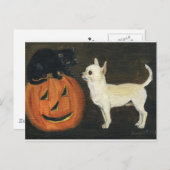 "Chihuahua Halloween" Dog Art Briefkaart (Voorkant / Achterkant)