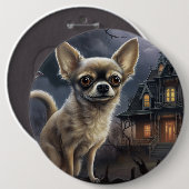 chihuahua halloween eng ronde button 6,0 cm (Voorkant /achterkant)