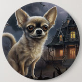 chihuahua halloween eng ronde button 6,0 cm (Voorkant)