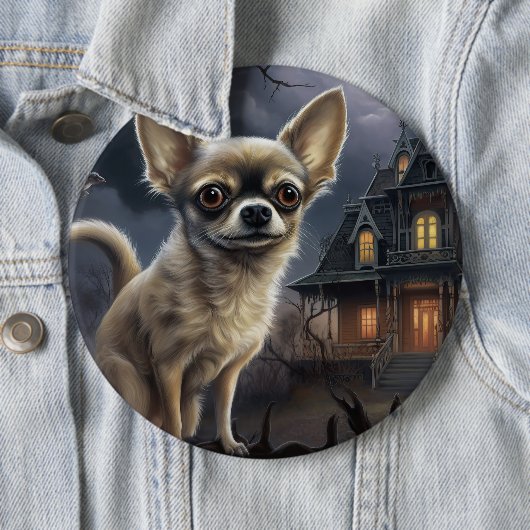 chihuahua halloween eng ronde button 6,0 cm (In situ)