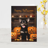 Chihuahua Halloween Kaart (Gele Bloem)
