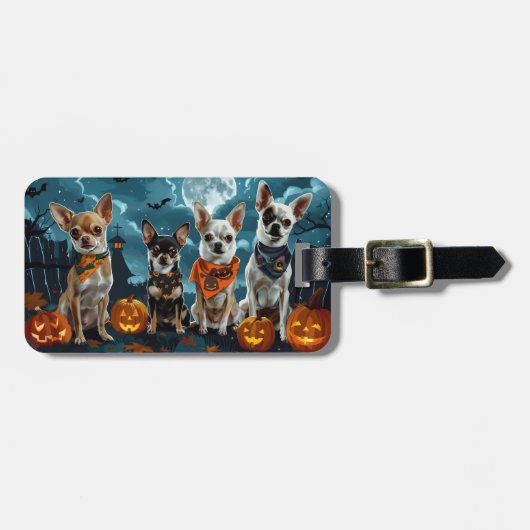 Chihuahua Halloween Spooky Bagagelabel (Voorkant horizontaal)