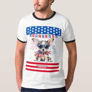 Chihuahua Happy 4th of July Amerika Patriottisch U T-shirt