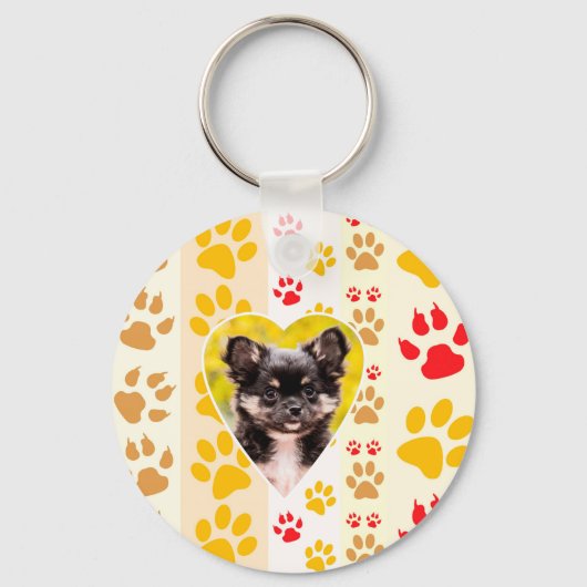Chihuahua hart poot afdrukken sleutelhanger (Voorkant)