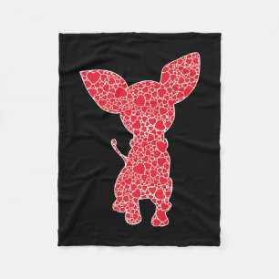 Chihuahua Hearts Dog Puppy Lover Fleece Deken