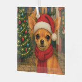 Chihuahua Holiday  Glas Ornament (Voorkant links)