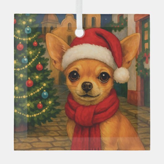 Chihuahua Holiday  Glas Ornament (Voorkant)