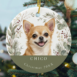 Chihuahua-hond afbeelding waterverf Kerstmis Keramisch Ornament