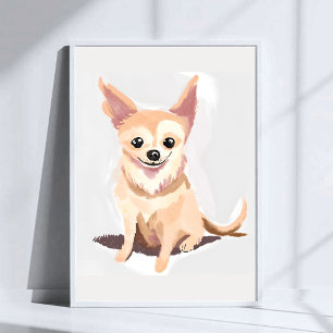 Chihuahua-hond Cute hond huisdier puppy aquarel Poster
