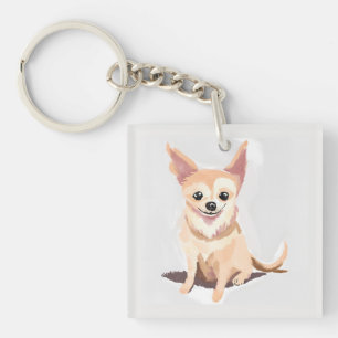 Chihuahua-hond Cute hond huisdier puppy aquarel Sleutelhanger