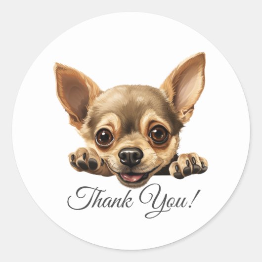 Chihuahua hond Dank u Ronde Sticker (Voorkant)