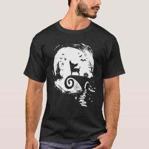 Chihuahua-hond en maan Halloween-kostuum voor hond T-shirt