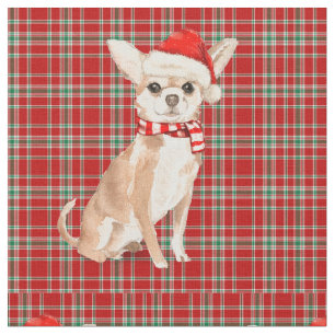 Chihuahua Hond en Red Plaid Kerstmis Stof