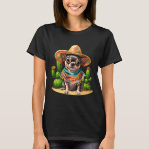Chihuahua hond en Sombrero Pet Mexicaanse Fiesta C T-shirt