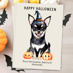 Chihuahua Hond Gelukkig Halloween Feestdagenkaart