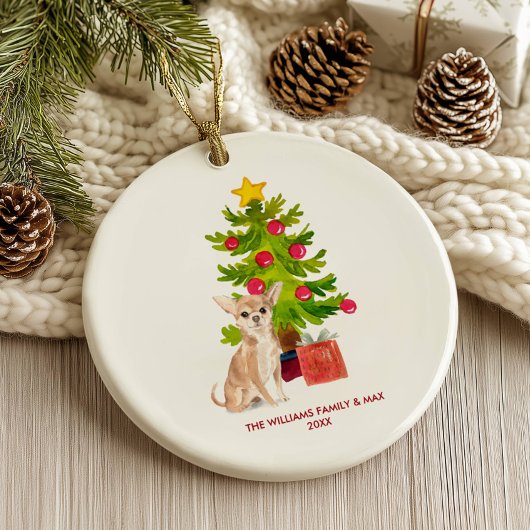 Chihuahua hond gepersonaliseerde Kerstmis Keramisch Ornament