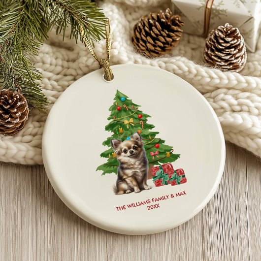 Chihuahua hond gepersonaliseerde Kerstmis Keramisch Ornament
