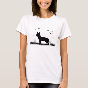 Chihuahua-hond � Halloween-maansilhouet klassiek T-shirt