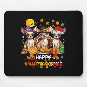 Chihuahua Hond Happy Halloween Thanksgiving Merry Muismat