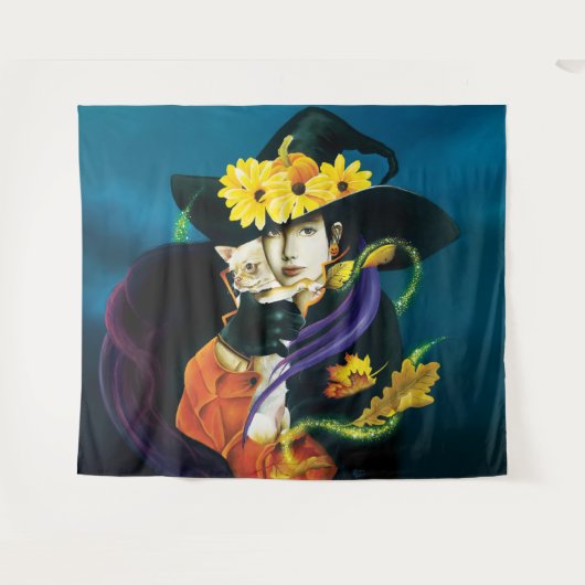 Chihuahua Hond Heks Halloween Wandkleed (Voorkant (horizontaal))