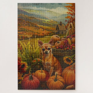 Chihuahua Hond Herfst Oogst Dankdag Legpuzzel
