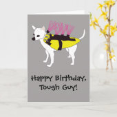 Chihuahua Hond in een Coyote Jas Grappige Verjaard Kaart (Gele Bloem)
